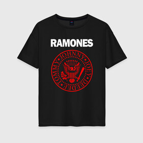 Женская футболка хлопок Oversize с принтом RAMONES в Петрозаводске, 100% хлопок | свободный крой, круглый ворот, спущенный рукав, длина до линии бедер
 | america | ramones | rock | usa | америка | джонни рамон | джоуи рамон | ди ди рамон | клем бурк | кристофер уорд | марки рамон | рамоунз | ричи рамон | рок | сша | томми рамон