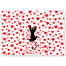Поздравительная открытка с принтом Котейка в Петрозаводске, 100% бумага | плотность бумаги 280 г/м2, матовая, на обратной стороне линовка и место для марки
 | animal | cat | love | животное | животные | кот | котенок | кошка | любовь | сердечки | хвост | черная