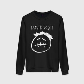 Женский свитшот хлопок с принтом TRAVIS SCOTT в Петрозаводске, 100% хлопок | прямой крой, круглый вырез, на манжетах и по низу широкая трикотажная резинка  | epic games | fortnite | fortnite 2 сезон | travis scott | трэвис скотт. | фортнайт | фортнайт скины