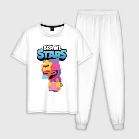 Мужская пижама хлопок с принтом Sandy Brawl Stars в Петрозаводске, 100% хлопок | брюки и футболка прямого кроя, без карманов, на брюках мягкая резинка на поясе и по низу штанин
 | 