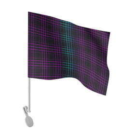 Флаг для автомобиля с принтом Neon cell в Петрозаводске, 100% полиэстер | Размер: 30*21 см | геометрия | градиент | квадраты | клетка | клетчатый | линии | неоновый | полосы | популярный | разноцветный | решетка | сетка | текстура | фиолетовый | шотландка | яркий