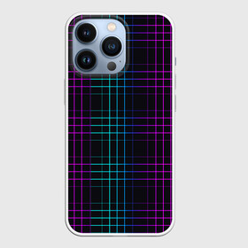 Чехол для iPhone 13 Pro с принтом Neon cell в Петрозаводске,  |  | Тематика изображения на принте: геометрия | градиент | квадраты | клетка | клетчатый | линии | неоновый | полосы | популярный | разноцветный | решетка | сетка | текстура | фиолетовый | шотландка | яркий