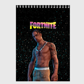 Скетчбук с принтом Travis Scott Fortnite в Петрозаводске, 100% бумага
 | 48 листов, плотность листов — 100 г/м2, плотность картонной обложки — 250 г/м2. Листы скреплены сверху удобной пружинной спиралью | astronomical | epic games | fortnite | travis scott | ивент | ивент fortnite | концерт | концерт fortnite | скин travis scott | тревис | трэвис скотт | фортнайт