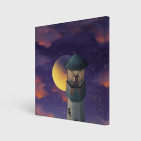Холст квадратный с принтом To the Moon 3D в Петрозаводске, 100% ПВХ |  | lighthouse | moon | night | pair | silhouettes | stars | to the moon | звёзды | луна | маяк | ночь | пара | силуэты