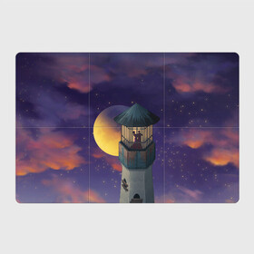 Магнитный плакат 3Х2 с принтом To the Moon 3D в Петрозаводске, Полимерный материал с магнитным слоем | 6 деталей размером 9*9 см | lighthouse | moon | night | pair | silhouettes | stars | to the moon | звёзды | луна | маяк | ночь | пара | силуэты