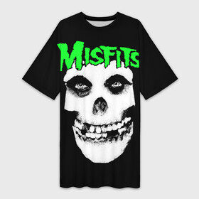 Платье-футболка 3D с принтом Misfits в Петрозаводске,  |  | clash | cure | horror | linkin park | misfits | punk | punkrock | ramones | корольишут | панкрок