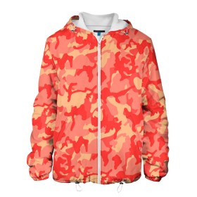 Мужская куртка 3D с принтом Оранжевый камуфляж в Петрозаводске, ткань верха — 100% полиэстер, подклад — флис | прямой крой, подол и капюшон оформлены резинкой с фиксаторами, два кармана без застежек по бокам, один большой потайной карман на груди. Карман на груди застегивается на липучку | camouflage | camuflage | kamouflage | orange | pink | абстракция | камуфляж | комуфляж | оранжевый | пятна | розовый