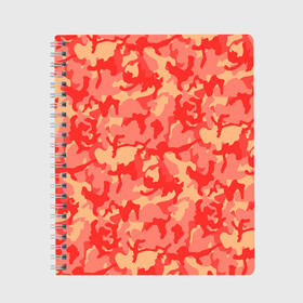 Тетрадь с принтом Оранжевый камуфляж в Петрозаводске, 100% бумага | 48 листов, плотность листов — 60 г/м2, плотность картонной обложки — 250 г/м2. Листы скреплены сбоку удобной пружинной спиралью. Уголки страниц и обложки скругленные. Цвет линий — светло-серый
 | Тематика изображения на принте: camouflage | camuflage | kamouflage | orange | pink | абстракция | камуфляж | комуфляж | оранжевый | пятна | розовый