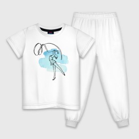 Детская пижама хлопок с принтом художественная гимнастика в Петрозаводске, 100% хлопок |  брюки и футболка прямого кроя, без карманов, на брюках мягкая резинка на поясе и по низу штанин
 | гимнастика | гимнастка | девушка | танец | художественная гимнастика