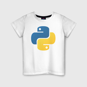 Детская футболка хлопок с принтом Python  в Петрозаводске, 100% хлопок | круглый вырез горловины, полуприлегающий силуэт, длина до линии бедер | Тематика изображения на принте: python | пайтон | питон
