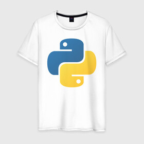 Мужская футболка хлопок с принтом Python  в Петрозаводске, 100% хлопок | прямой крой, круглый вырез горловины, длина до линии бедер, слегка спущенное плечо. | python | пайтон | питон