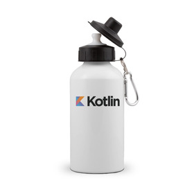 Бутылка спортивная с принтом Kotlin в Петрозаводске, металл | емкость — 500 мл, в комплекте две пластиковые крышки и карабин для крепления | kotlin | котлин