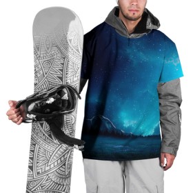 Накидка на куртку 3D с принтом Ночное поле в Петрозаводске, 100% полиэстер |  | горы | звёздное небо | небо | ночь | облака | поле