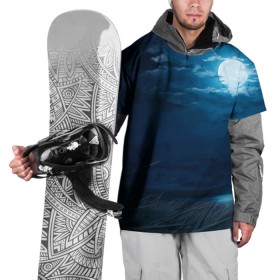 Накидка на куртку 3D с принтом Ночное поле в Петрозаводске, 100% полиэстер |  | Тематика изображения на принте: луна | небо | ночь | облака | поле