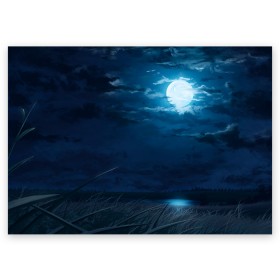 Поздравительная открытка с принтом Ночное поле в Петрозаводске, 100% бумага | плотность бумаги 280 г/м2, матовая, на обратной стороне линовка и место для марки
 | Тематика изображения на принте: луна | небо | ночь | облака | поле