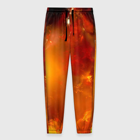Мужские брюки 3D с принтом Солнечное облако в Петрозаводске, 100% полиэстер | манжеты по низу, эластичный пояс регулируется шнурком, по бокам два кармана без застежек, внутренняя часть кармана из мелкой сетки | звёзды | космос | огонь | оранжевый | супер новая | туманность