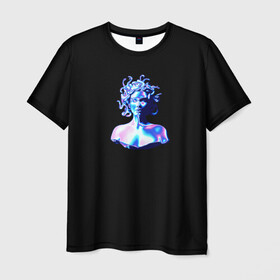 Мужская футболка 3D с принтом WAPORWAVE в Петрозаводске, 100% полиэфир | прямой крой, круглый вырез горловины, длина до линии бедер | waporwave | блеск | голография | медуза