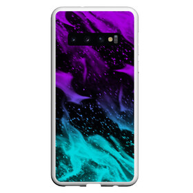 Чехол для Samsung Galaxy S10 с принтом НЕОНОВЫЙ ОГОНЬ в Петрозаводске, Силикон | Область печати: задняя сторона чехла, без боковых панелей | Тематика изображения на принте: abstraction | bright | fire | flame | geometry | heat | hexagon | light | neon | texture | triangle | wildfire | абстракция | геометрия | искры | неон | неоновый | огненный | огонь | пламя | пожар | соты | текстура