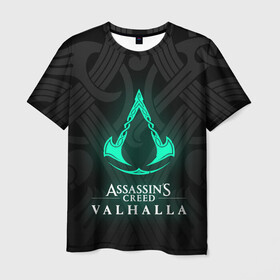 Мужская футболка 3D с принтом ASSASSINS CREED VALHALLA в Петрозаводске, 100% полиэфир | прямой крой, круглый вырез горловины, длина до линии бедер | s creed | ассасин | ассасин крид. | скандинавия