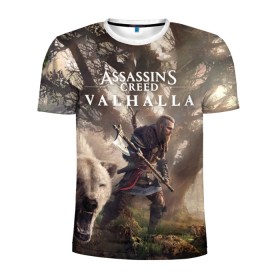 Мужская футболка 3D спортивная с принтом Assassin’s Creed Valhalla в Петрозаводске, 100% полиэстер с улучшенными характеристиками | приталенный силуэт, круглая горловина, широкие плечи, сужается к линии бедра | action | creed | eivor | rpg | ubisoft | valhalla | viking | vikings | англия | ассасин | ассасина | вальгалла | викинг | викинги | кредо | эйвор