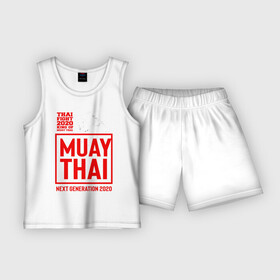 Детская пижама с шортами хлопок с принтом MUAY THAI в Петрозаводске,  |  | boxing | fight | kickboxing | mma | muay thai | боец | бокс | мма | муай тай | тайский бокс