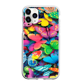 Чехол для iPhone 11 Pro матовый с принтом Радужный рой в Петрозаводске, Силикон |  | бабочка | бабочки | белый | бирюзовый | зеленый | красный | розовый | серый | синий | фиолетовый | яркий цвет
