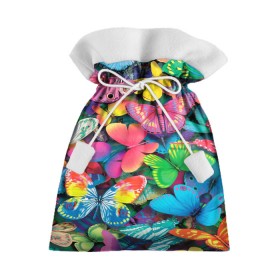 Подарочный 3D мешок с принтом Радужный рой в Петрозаводске, 100% полиэстер | Размер: 29*39 см | бабочка | бабочки | белый | бирюзовый | зеленый | красный | розовый | серый | синий | фиолетовый | яркий цвет