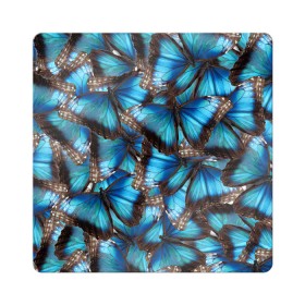 Магнит виниловый Квадрат с принтом Небесный рой в Петрозаводске, полимерный материал с магнитным слоем | размер 9*9 см, закругленные углы | бабочка | бабочки | белый | синий | черный | яркий цвет