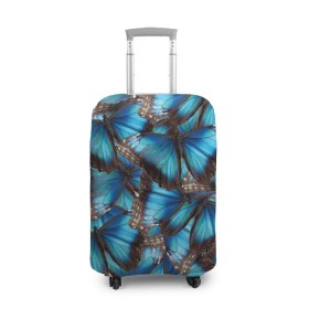 Чехол для чемодана 3D с принтом Небесный рой в Петрозаводске, 86% полиэфир, 14% спандекс | двустороннее нанесение принта, прорези для ручек и колес | бабочка | бабочки | белый | синий | черный | яркий цвет