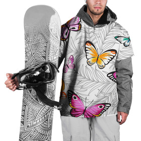 Накидка на куртку 3D с принтом Яркий рой в Петрозаводске, 100% полиэстер |  | бабочки | белый | желтый | оранжевый | прозрачный | розовый | фиолетовый | чёрный