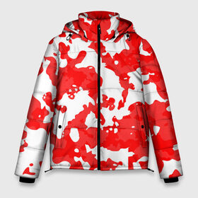 Мужская зимняя куртка 3D с принтом Красно-белая в Петрозаводске, верх — 100% полиэстер; подкладка — 100% полиэстер; утеплитель — 100% полиэстер | длина ниже бедра, свободный силуэт Оверсайз. Есть воротник-стойка, отстегивающийся капюшон и ветрозащитная планка. 

Боковые карманы с листочкой на кнопках и внутренний карман на молнии. | городской камуфляж | подарок мужчине | подарок на 23 февраля | подарок на день защитника отечества | подарок на день рождения | подарок парню | спартак москва | фк спартак