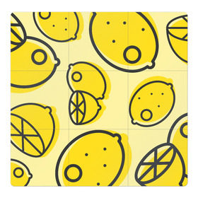 Магнитный плакат 3Х3 с принтом Лимончики в Петрозаводске, Полимерный материал с магнитным слоем | 9 деталей размером 9*9 см | Тематика изображения на принте: big picture | еда | картинки | лимон | популярные | прикольные | текстура | цитрус