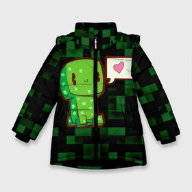 Зимняя куртка для девочек 3D с принтом Minecraft Creeper в Петрозаводске, ткань верха — 100% полиэстер; подклад — 100% полиэстер, утеплитель — 100% полиэстер. | длина ниже бедра, удлиненная спинка, воротник стойка и отстегивающийся капюшон. Есть боковые карманы с листочкой на кнопках, утяжки по низу изделия и внутренний карман на молнии. 

Предусмотрены светоотражающий принт на спинке, радужный светоотражающий элемент на пуллере молнии и на резинке для утяжки. | creeper | game minecraft | minecraft | minecraft крипер | minecraft сreeper | игра майнкрафт | кавайный крипер | крипер | крипер с сердечком | милый крипер | няшный крипер | сreeper