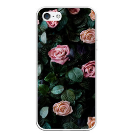 Чехол для iPhone 5/5S матовый с принтом PINK ROSES в Петрозаводске, Силикон | Область печати: задняя сторона чехла, без боковых панелей | листья | растения | розовые | розы | цветы