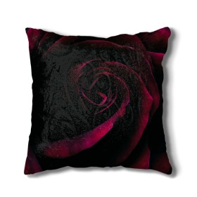Подушка 3D с принтом Dark Rose в Петрозаводске, наволочка – 100% полиэстер, наполнитель – холлофайбер (легкий наполнитель, не вызывает аллергию). | состоит из подушки и наволочки. Наволочка на молнии, легко снимается для стирки | art | dark | flower | red | rose | арт | бутон | лепестки | роза | текстура | темный | цветы