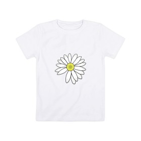 Детская футболка хлопок с принтом Ромашка в Петрозаводске, 100% хлопок | круглый вырез горловины, полуприлегающий силуэт, длина до линии бедер | белый цветок | лепестки | природа | растение | ромашка | цветок