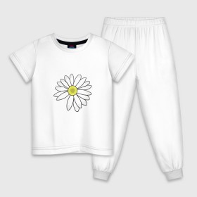 Детская пижама хлопок с принтом Ромашка в Петрозаводске, 100% хлопок |  брюки и футболка прямого кроя, без карманов, на брюках мягкая резинка на поясе и по низу штанин
 | Тематика изображения на принте: белый цветок | лепестки | природа | растение | ромашка | цветок