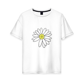 Женская футболка хлопок Oversize с принтом Ромашка в Петрозаводске, 100% хлопок | свободный крой, круглый ворот, спущенный рукав, длина до линии бедер
 | белый цветок | лепестки | природа | растение | ромашка | цветок
