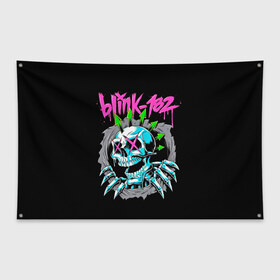 Флаг-баннер с принтом Blink-182 (8) в Петрозаводске, 100% полиэстер | размер 67 х 109 см, плотность ткани — 95 г/м2; по краям флага есть четыре люверса для крепления | blink | music | rock | блинк | музыка | рок