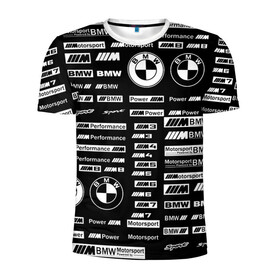 Мужская футболка 3D спортивная с принтом BMW в Петрозаводске, 100% полиэстер с улучшенными характеристиками | приталенный силуэт, круглая горловина, широкие плечи, сужается к линии бедра | auto | bmw | bmw 3 | bmw 5. | bmw m5 | i8 | x5 | x6 | авто | бмв
