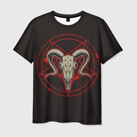 Мужская футболка 3D с принтом Культ в Петрозаводске, 100% полиэфир | прямой крой, круглый вырез горловины, длина до линии бедер | demon | devil | fashion | goat | hell | horror | monster | satan | skull | style | ад | демон | дьявол | козёл | мода | монстр | сатана | стиль | ужас | череп