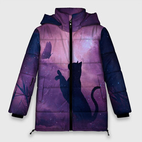Женская зимняя куртка 3D с принтом Бабочка кот силуэт фиолетовый в Петрозаводске, верх — 100% полиэстер; подкладка — 100% полиэстер; утеплитель — 100% полиэстер | длина ниже бедра, силуэт Оверсайз. Есть воротник-стойка, отстегивающийся капюшон и ветрозащитная планка. 

Боковые карманы с листочкой на кнопках и внутренний карман на молнии | арт | бабочка | графика | дым | звезды | космос | кот | молния | образ | персонаж | рисунок | силуэт | сиреневый | туман | фантастика | фиолетовый | фэнтези | черная кошка | чернильный