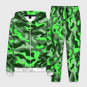 Мужской костюм 3D с принтом CAMOUFLAGE GREEN в Петрозаводске, 100% полиэстер | Манжеты и пояс оформлены тканевой резинкой, двухслойный капюшон со шнурком для регулировки, карманы спереди | camouflage | армия | военная форма | военный | вооружение | вооруженные силы | защита | защитный цвет | зеленый | камуфляж | маскировка | солдат | униформа | форма