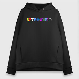 Женское худи Oversize хлопок с принтом TRAVIS SCOTT ASTROWORLD в Петрозаводске, френч-терри — 70% хлопок, 30% полиэстер. Мягкий теплый начес внутри —100% хлопок | боковые карманы, эластичные манжеты и нижняя кромка, капюшон на магнитной кнопке | astronomical | astroworld | cactus jack | fortnite | la flame | rodeo | travis scott | кактус джек | пламя | трэвис скотт | фортнайт