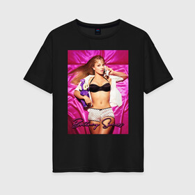 Женская футболка хлопок Oversize с принтом Britney Spears в Петрозаводске, 100% хлопок | свободный крой, круглый ворот, спущенный рукав, длина до линии бедер
 | britney | britneyspears | icon | jean | pop | princess | spears | usa | бритни | бритниспирс | джин | поп | работа | спирс | сша