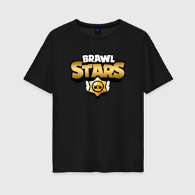 Женская футболка хлопок Oversize с принтом BRAWL STARS GOLD в Петрозаводске, 100% хлопок | свободный крой, круглый ворот, спущенный рукав, длина до линии бедер
 | bibi | brawl stars | coach mike | crow | leon | leon shark | max | mecha crow | mr.p | phoenix | sally leon | spike | sprout | unicorn | virus 8 bit | werewolf | ворон | оборотень | пингвин