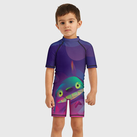 Детский купальный костюм 3D с принтом Тоторо выглядывает в Петрозаводске, Полиэстер 85%, Спандекс 15% | застежка на молнии на спине | totoro | аниме | мой сосед тоторо | мультфильм | тоторо | фэнтези | хаяо миядзаки