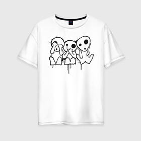 Женская футболка хлопок Oversize с принтом Кодама в Петрозаводске, 100% хлопок | свободный крой, круглый ворот, спущенный рукав, длина до линии бедер
 | princess mononoke | аниме | студия «гибли»
