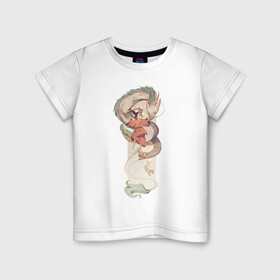Детская футболка хлопок с принтом Хаку и Тихиро в Петрозаводске, 100% хлопок | круглый вырез горловины, полуприлегающий силуэт, длина до линии бедер | studio ghibli | аниме | унесённые призраками | хаяо миядзаки