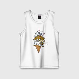 Детская майка хлопок с принтом Ice Cream Cats в Петрозаводске,  |  | animal | cat | cute | kitty | meow | друг | еда | животные | киска | китти | кот | котенок | котик | кошечка | кошка | лев | леопард | милый | мороженое | мур | мяу | пантера | питомец | рысь | тигр | улыбка